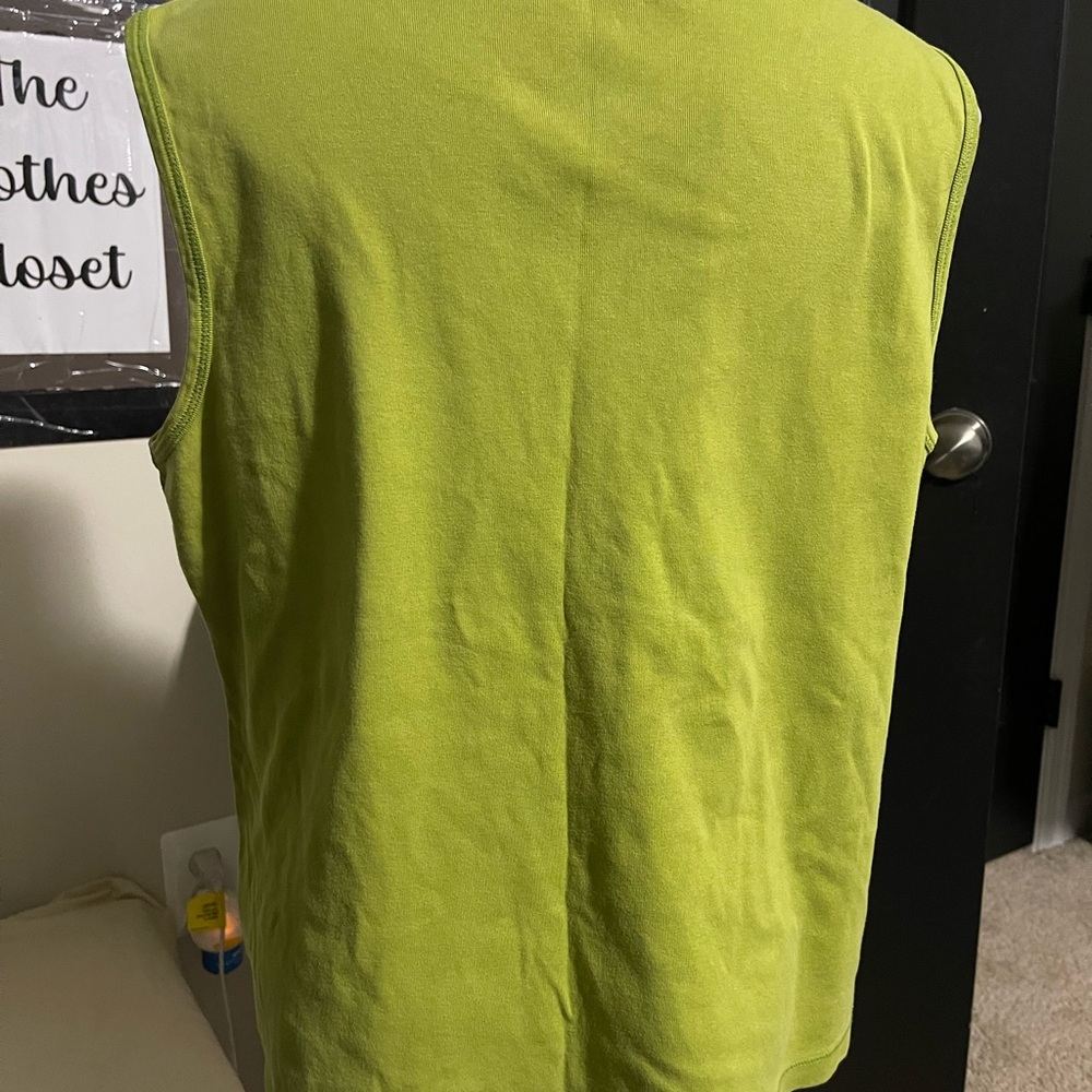 Dressbarn Lime Green Tank Top with Eyelet Detail - Picture 3 of 3